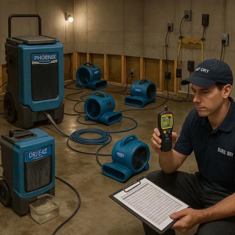 Structural Drying and Dehumidification process in Strawberry, CA